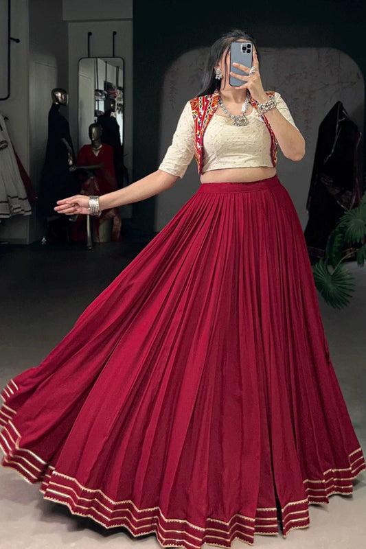 Navratri Special Fully Stitched Lehenga With Gamthi Work Blouse