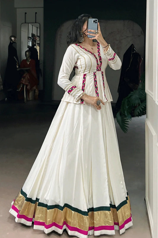 Fully Stitched Full Sleeves Backless Blouse with Lehenga For Navratri