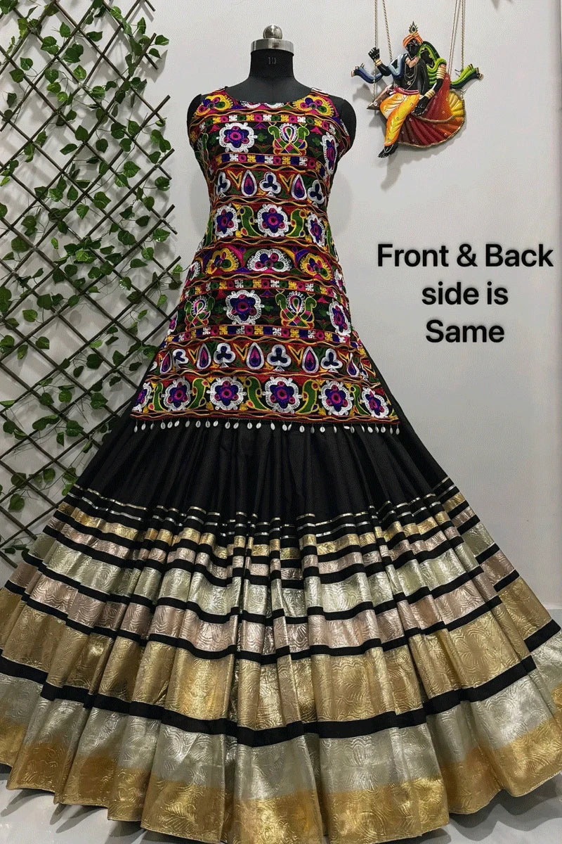 Navratri Special Gamthi Work Indowestern Lehenga Set