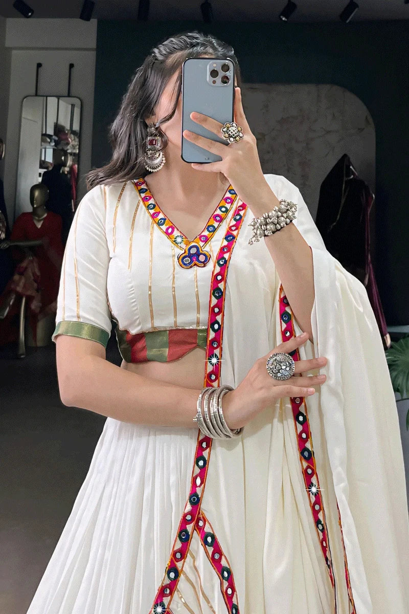 Navratri Special White Color Gharga Choli