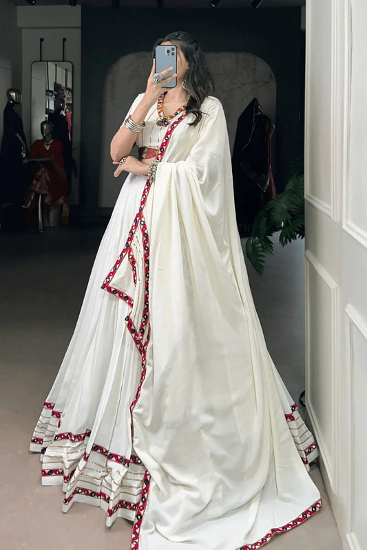 Navratri Special White Color Gharga Choli