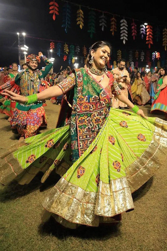 Traditional Navratri Special Multi-Color Gamthi Work Chaniya Choli