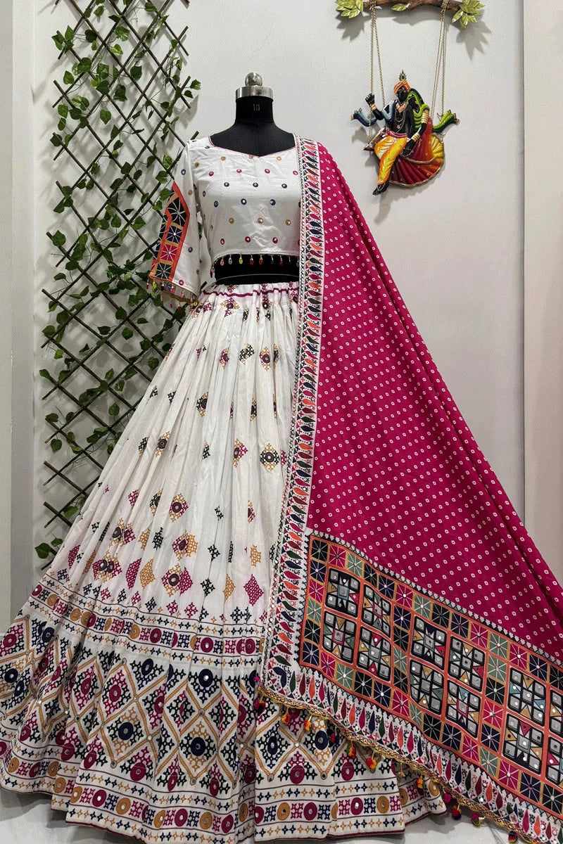 Real Mirror Work Gujarati Style Chaniya Choli