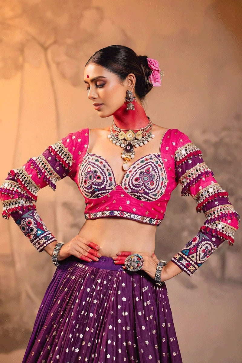 Real Mirror Work Heavy Flair Lehenga Choli For Garba Night