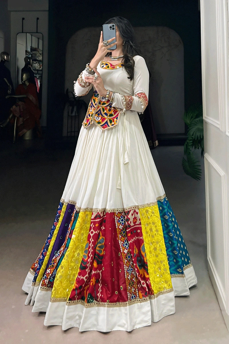 Designer Backless Blouse With Kodi Work Lehenga Choli For Navratri