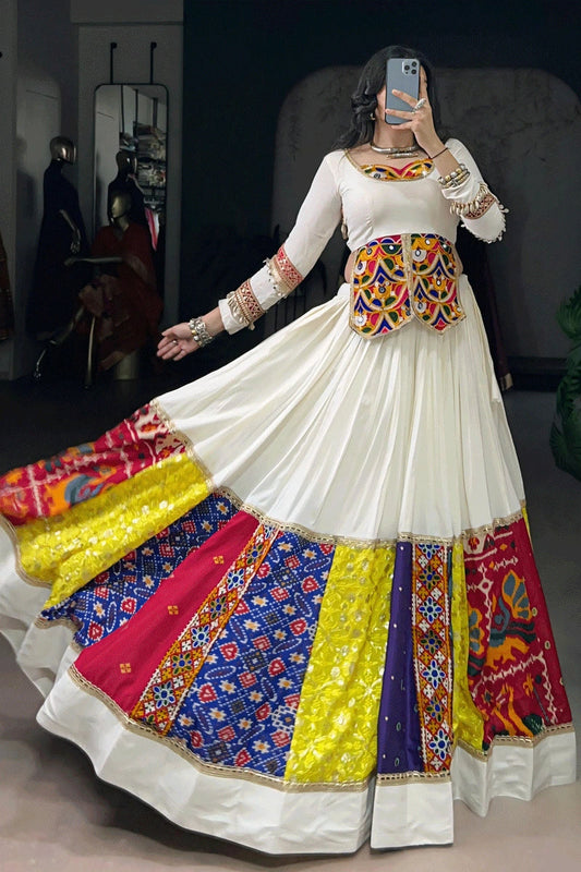 Designer Backless Blouse With Kodi Work Lehenga Choli For Navratri