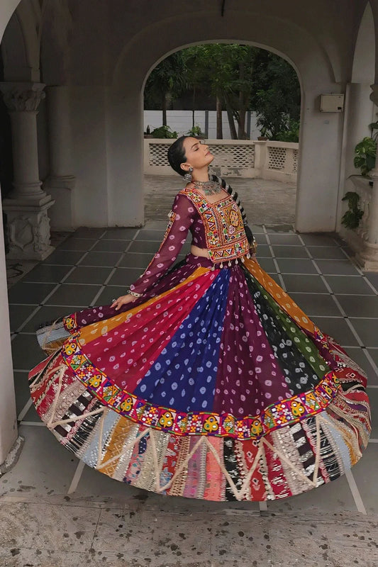 Fully Stitched Bandhani Print Lehenga choli For Navaratri
