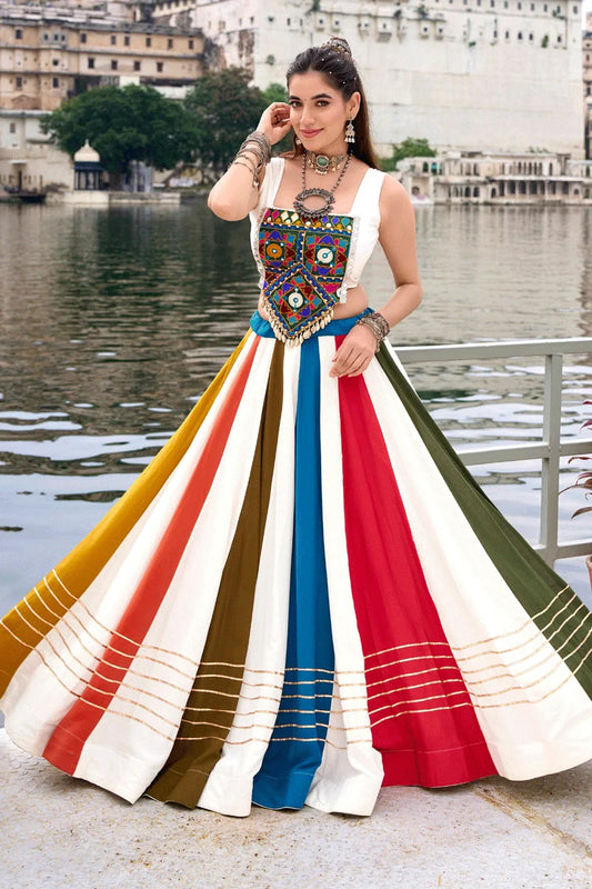 Fully Stitched Multicolor Kodi Work Gharga Choli For Navratri