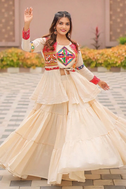 Navratri special Heavy Flair Lehenga With Gamthi Work Koti