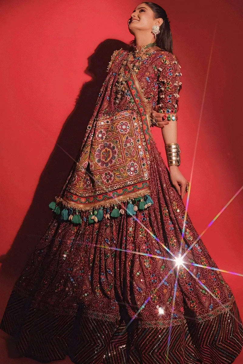 Gujarati Singer Gita Rabari Heavy Flair Ghagra Choli