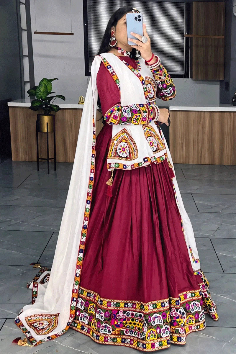 Designer Ready To Wear Gamthi Work Lehenga Choli For Navratri