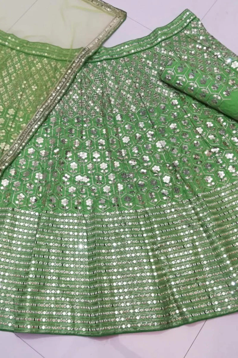 Debinna Bonnerjee Green Colour Lehenga Choli For Wedding