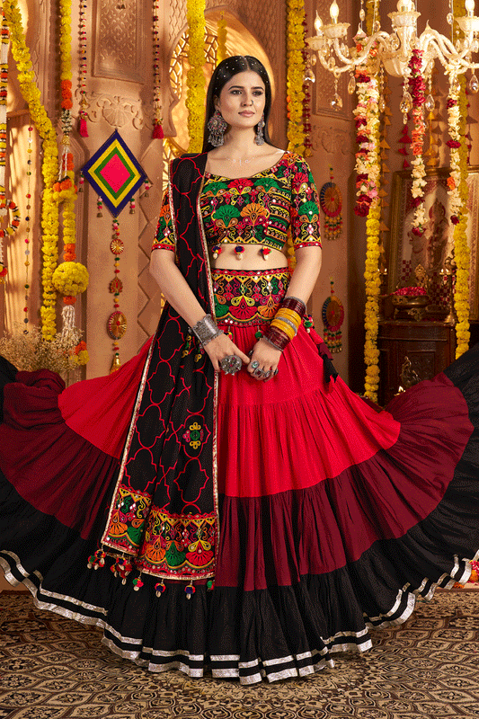 Designer Ready To Wear Gamthi Work Lehenga Choli For Garba