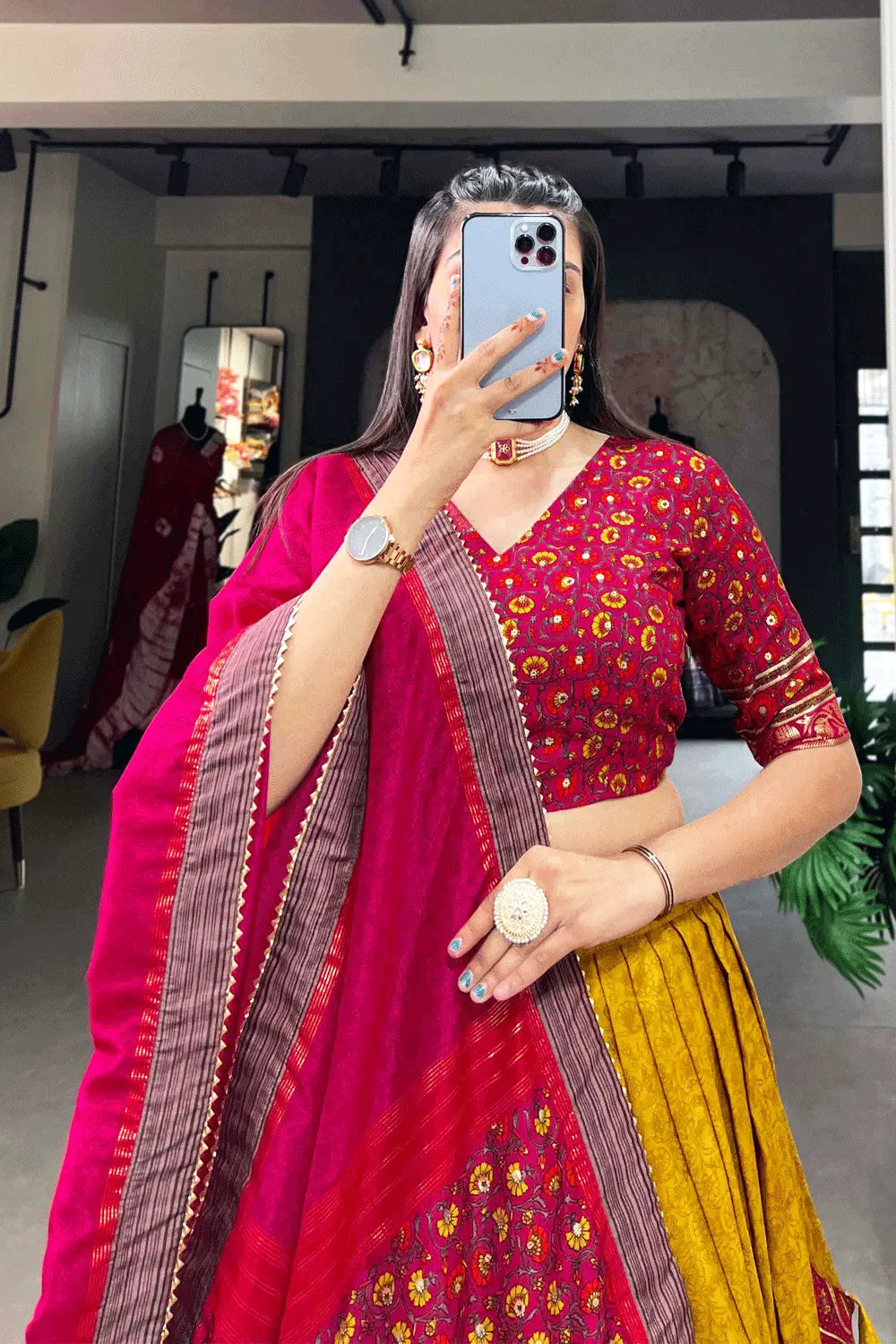 Yellow Chaniya Choli Combination For Navratri