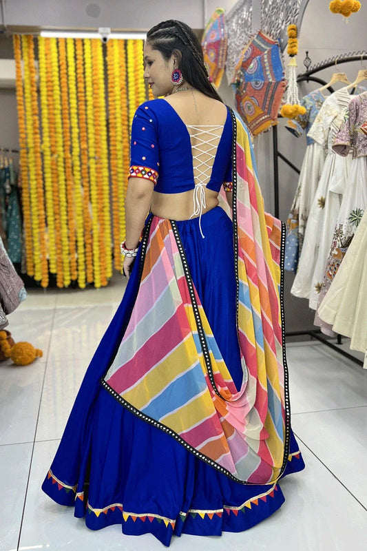 Traditional Rayon Fabric Blue Lehenga Choli For Women