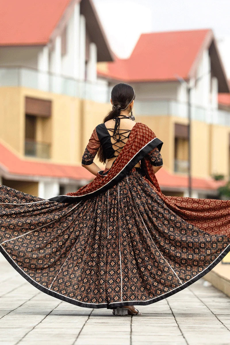 Navratri Rajwadi Style Black Lehenga for women