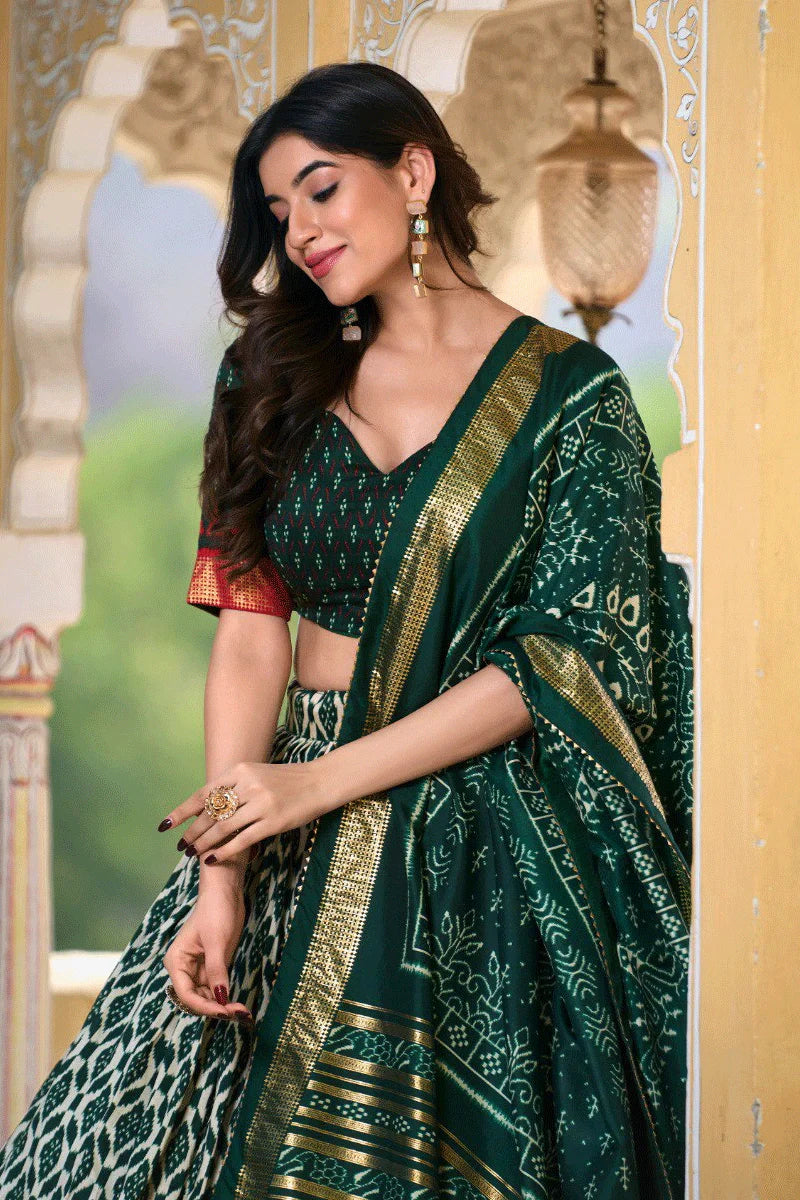 New Arrival Silk Green Chaniya Choli For Navratri