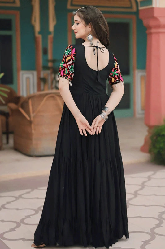 Gamthi Kodi Work Black Gown Dress For Girls