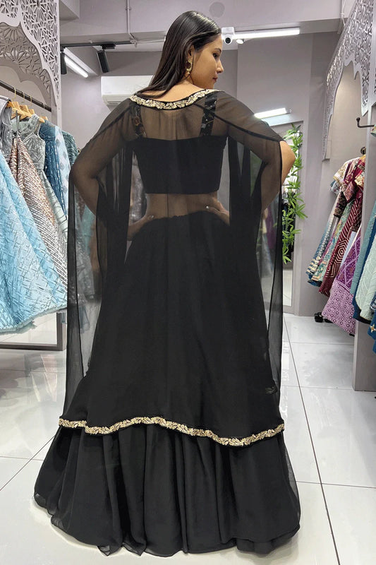Fully Stitched Black Searg Lehenga For Wedding Night