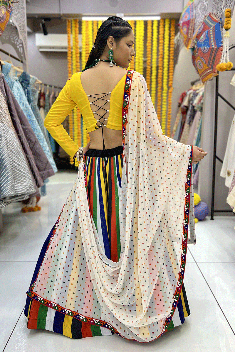 Navratri Special Multi Colour Lehenga With Full Sleeve Blouse