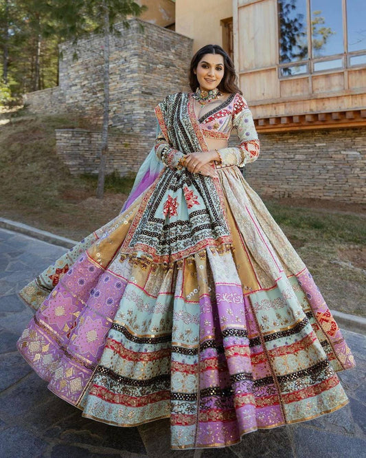 Navratri Special Muslin Cotton Lehenga Choli with Digital Print, Real Mirror Work & Handwork Lace – Festive Traditional Outfit