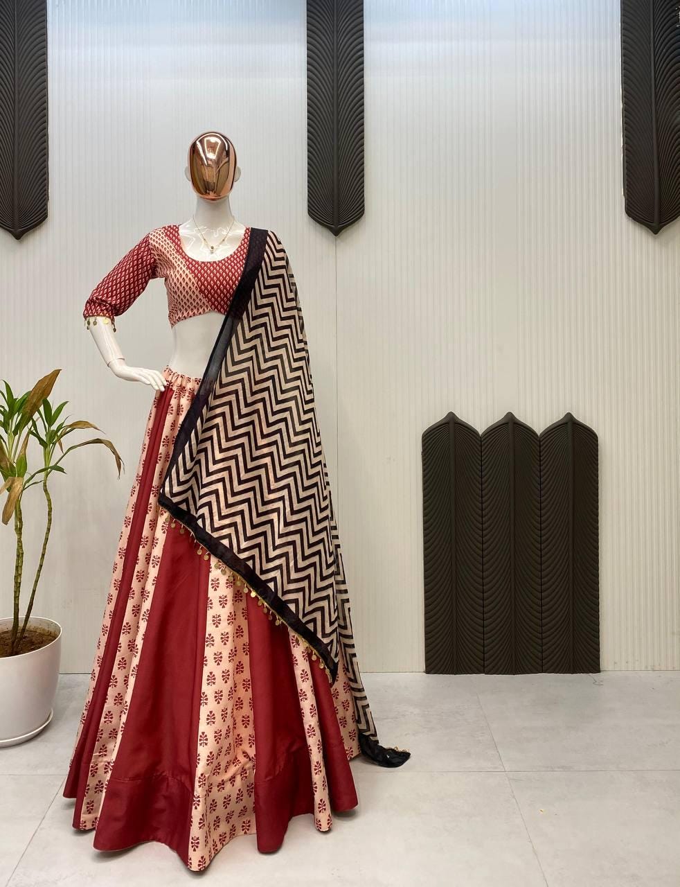Navratri Special Printed Lehenga Choli with Mal Cotton Dupatta & Sikka Lace β Festive Indian Outfit for Garba And Wedding Celebrations