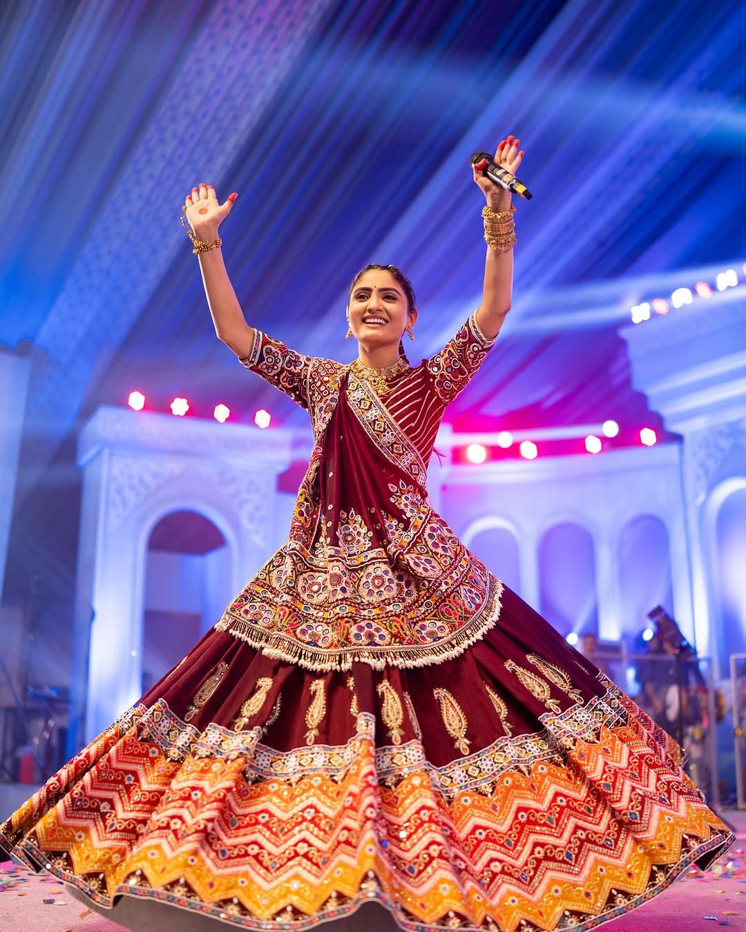 Gujarati Navratri Chaniya Choli Set in Muslin Cotton with Digital Print, Real Mirror Embroidery & Fancy Lace Dupatta – Garba Outfit