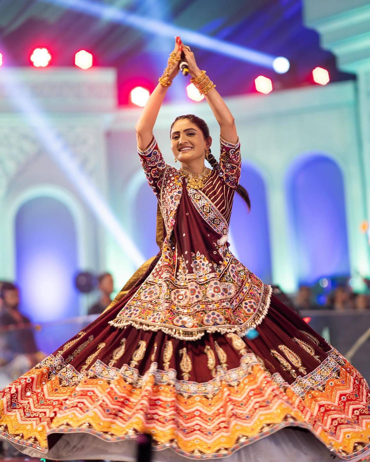 Gujarati Navratri Chaniya Choli Set in Muslin Cotton with Digital Print, Real Mirror Embroidery & Fancy Lace Dupatta – Garba Outfit