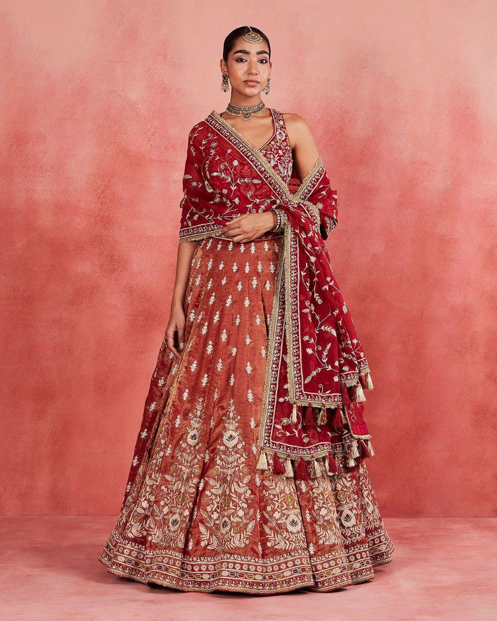 Luxury Rolex Silk Bridal Lehenga with Embroidery, Dori And Sequins, Organza Silk Blouse and Dupatta, Perfect for Wedding & Festive Wear