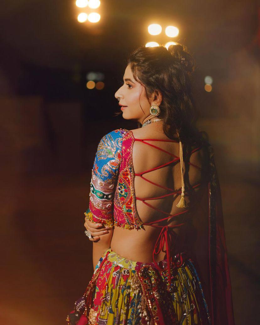 Navratri Special Designer Lehenga Choli in Heavy Muslin Cotton with Real Mirror Work, Canvas Border & Handworked Dupatta