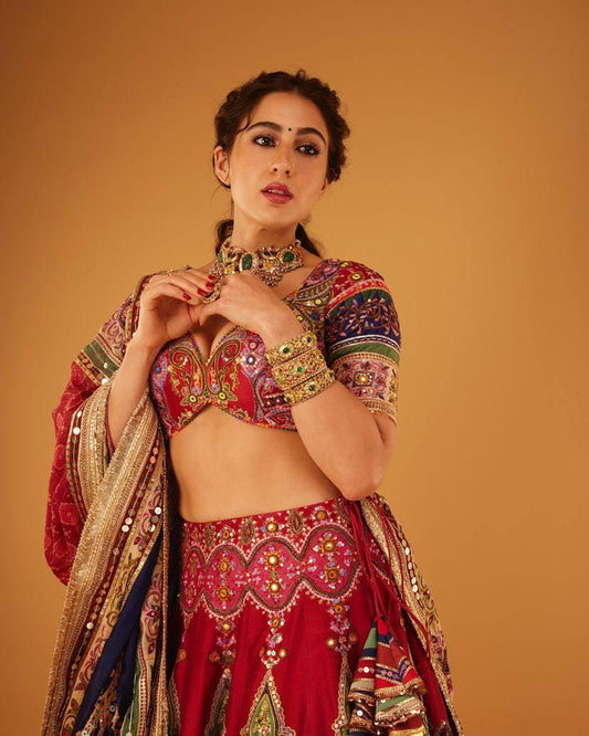 Navratri Special Chinon Silk Lehenga Choli with Digital Print, Real Mirror Work & Dupatta – Festive Indian Wedding Outfit