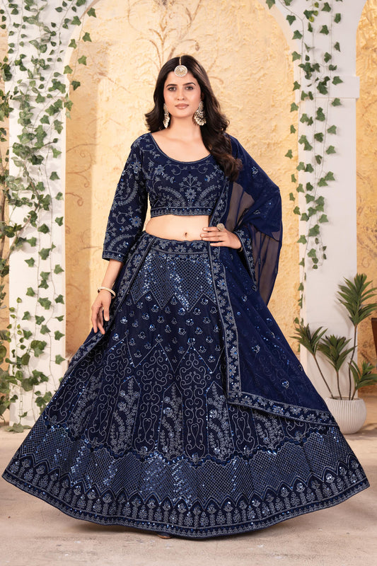 Premium Georgette Lehenga Choli with Sequins & Glitter Dori Embroidery, Designer Indian Wedding and Party Wear Outfit with Dupatta