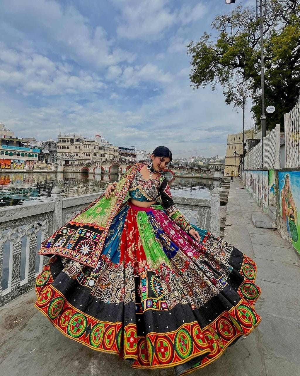 Designer Muslin Cotton Lehenga Choli with Digital Print & Real Mirror Work | Festive Wear Indian Outfit with Dupatta
