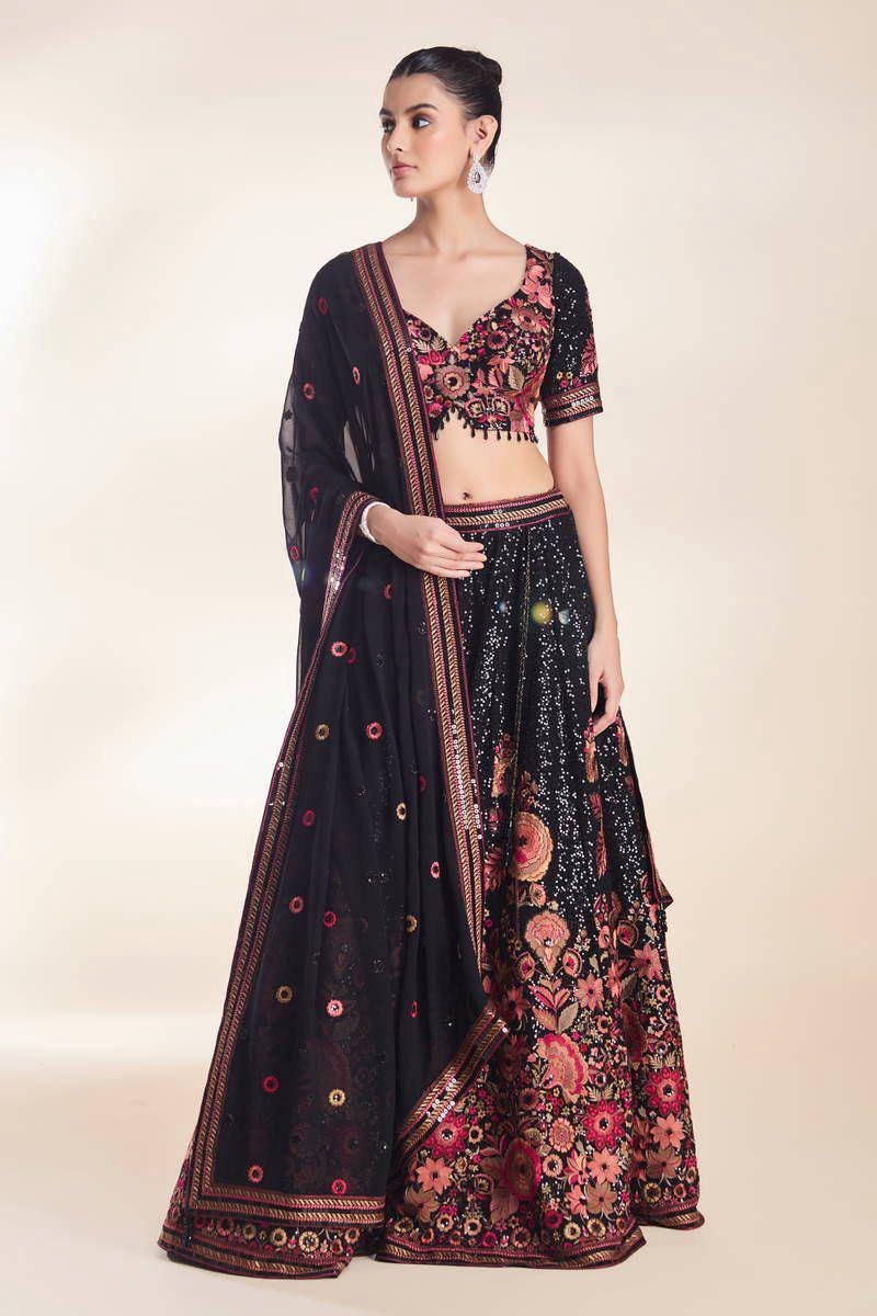 Designer Faux Georgette Lehenga Choli with Heavy Embroidery & Sequin Work, Premium Dupatta, Wedding And Party Wear Lehenga Set