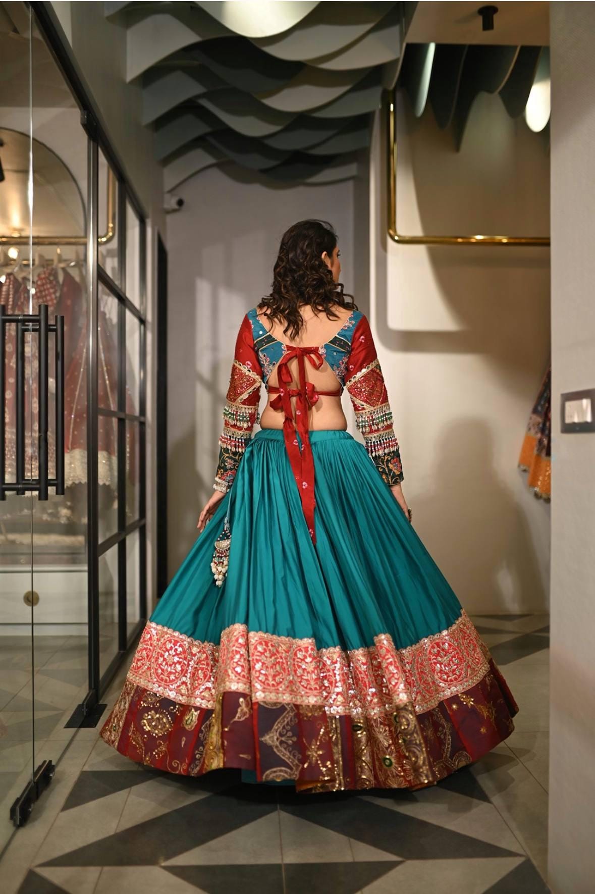 Navratri Chaniya Choli Set in Muslin Cotton with Digital Print, Real Mirror Embroidery & Cutwork Dupatta – Garba Festival Wear