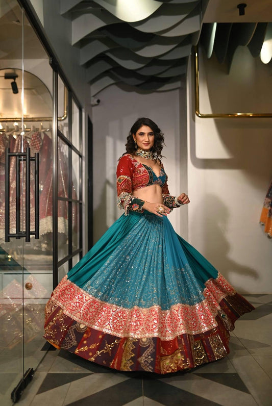 Navratri Chaniya Choli Set in Muslin Cotton with Digital Print, Real Mirror Embroidery & Cutwork Dupatta – Garba Festival Wear