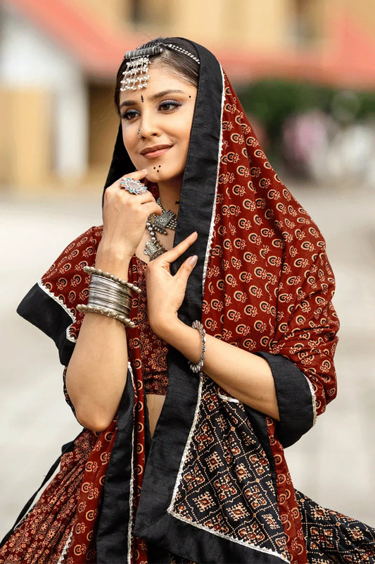 Navratri Rajwadi Style Black Lehenga for women