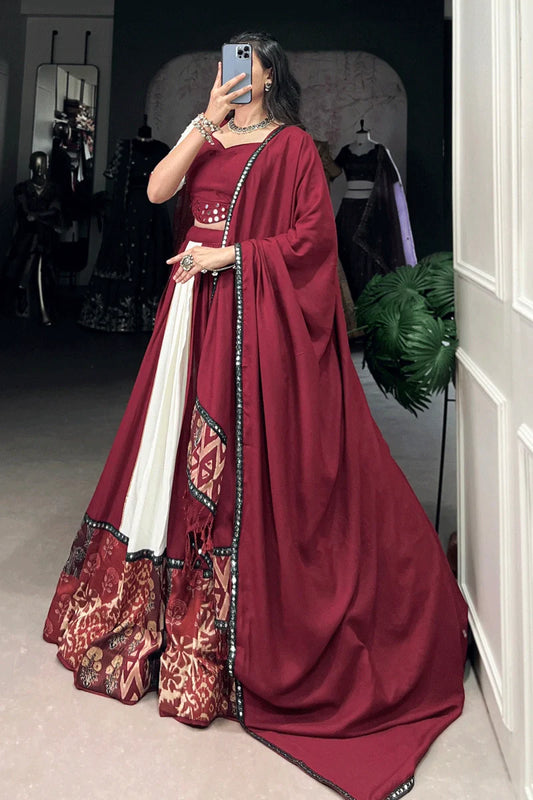 Maroon Color Fully Stiched Lehenga Choli