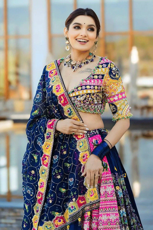 Prachi Solanki Multi Designer Blue Chaniya Choli For Garba