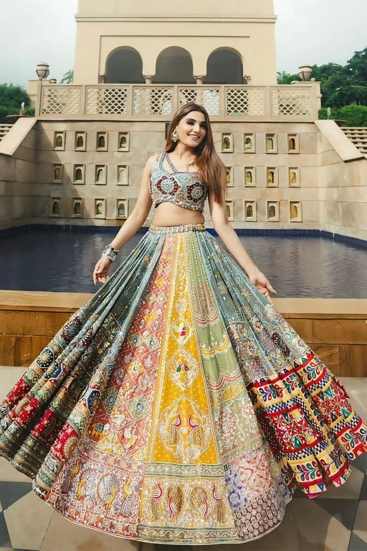 Prachi Solanki Multi Color Mirror Work Chaniya Choli