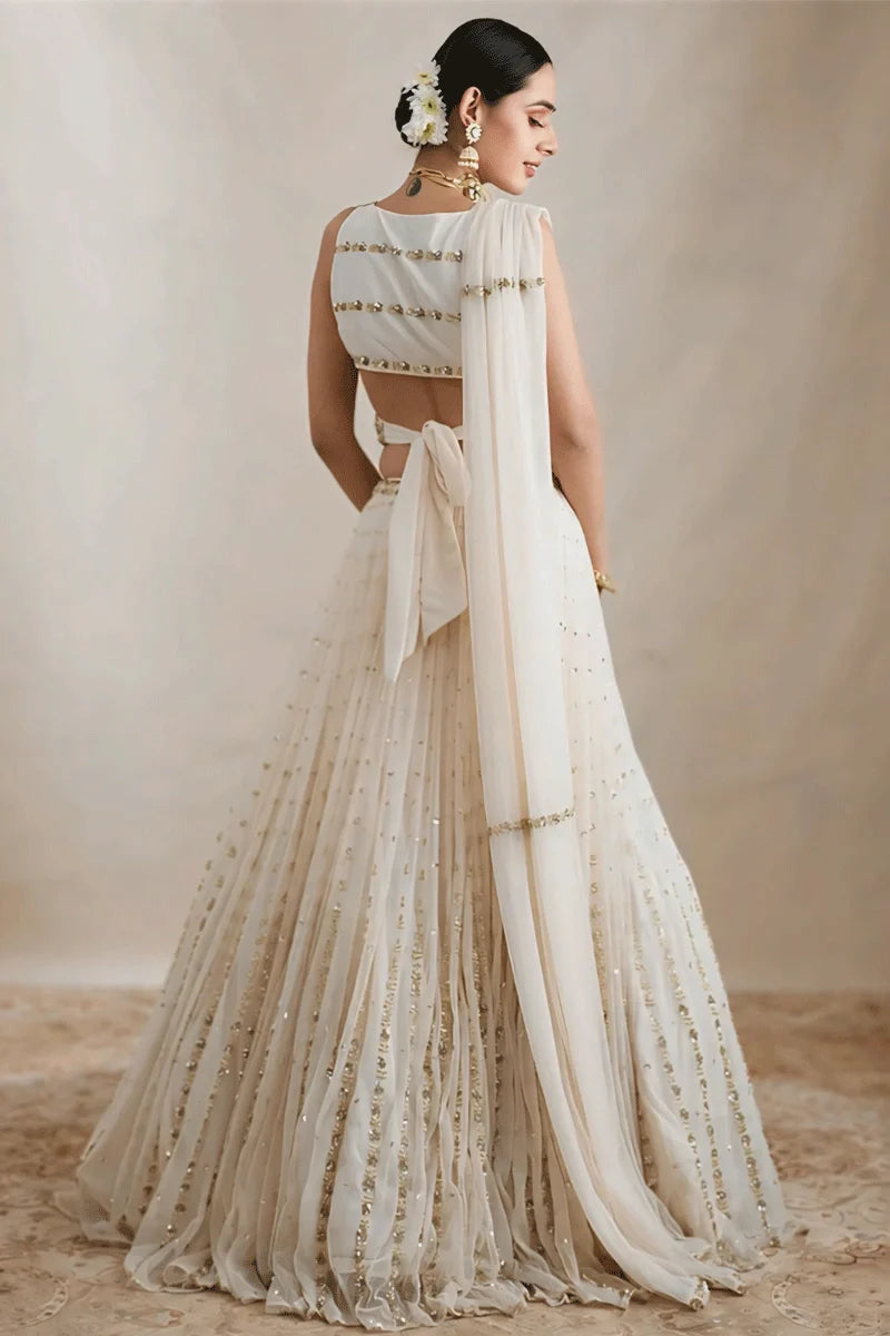 Sequence Work Off White Colour Lehenga Choli For Sangeet