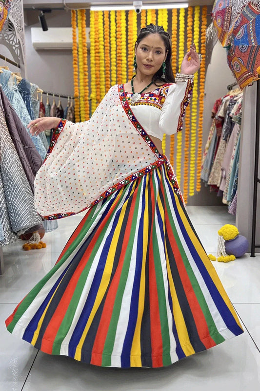 Navratri Special Multi Colour Lehenga With Full Sleeve Blouse