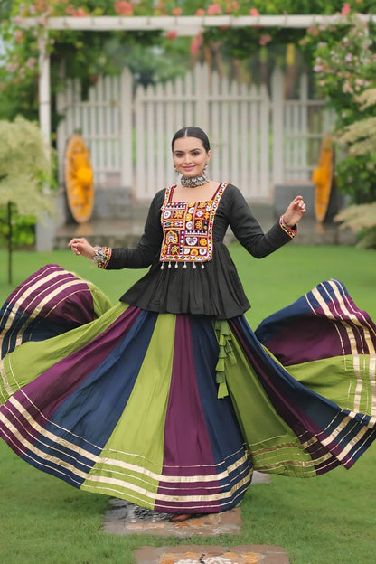 Kediya Style Fully Stitched Multi Color Chaniya Choli