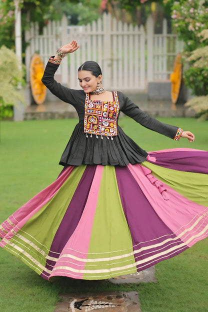 Kediya Style Fully Stitched Multi Color Chaniya Choli