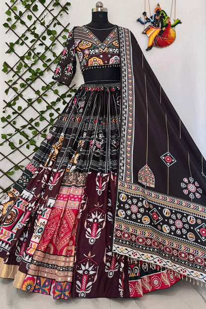 Designer Navratri Special Black Chaniya with Real Mirror Work