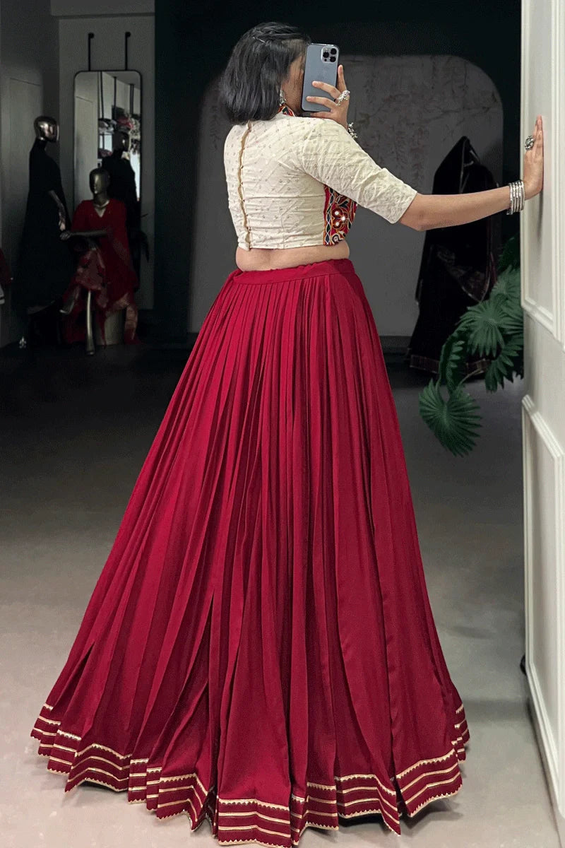 Navratri Special Fully Stitched Lehenga With Gamthi Work Blouse