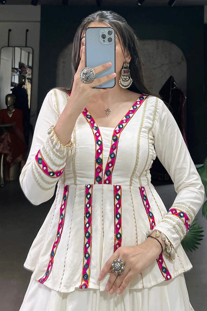 Fully Stitched Full Sleeves Backless Blouse with Lehenga For Navratri
