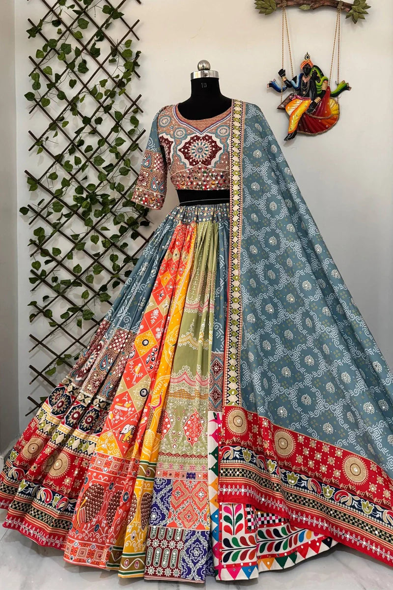 Prachi Solanki Multi Color Mirror Work Chaniya Choli