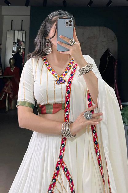 Navratri Special White Color Gharga Choli