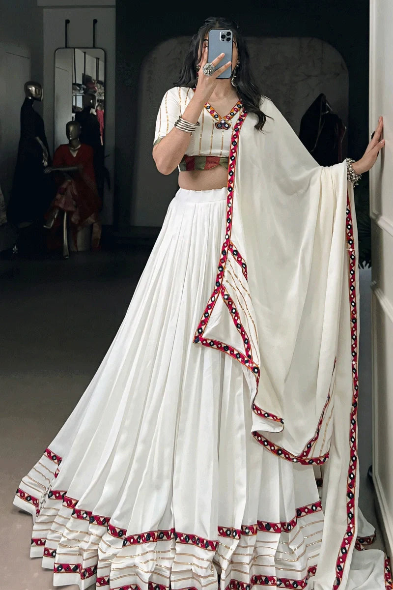 Navratri Special White Color Gharga Choli